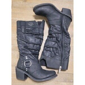 Harley-Davidson Women's Jana Black Boots 13-Inch Shaft 3-Inch Heels Size 6 M